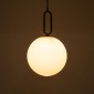 GloboStar® BELLISSIMO 61490 Μοντέρνο Κρεμαστό Φωτιστικό Μπάλα Μονόφωτο 1 x E27 IP20 Λευκό Γυαλί με Μαύρο Μέταλλο - Μ30 x Π30 x Υ52cm