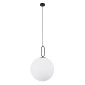 GloboStar® BELLISSIMO 61491 Μοντέρνο Κρεμαστό Φωτιστικό Μπάλα Μονόφωτο 1 x E27 IP20 Λευκό Γυαλί με Μαύρο Μέταλλο - Μ40 x Π40 x Υ62cm