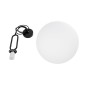GloboStar® BELLISSIMO 61491 Μοντέρνο Κρεμαστό Φωτιστικό Μπάλα Μονόφωτο 1 x E27 IP20 Λευκό Γυαλί με Μαύρο Μέταλλο - Μ40 x Π40 x Υ62cm