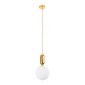 GloboStar® ESTETICO 61492 Μοντέρνο Κρεμαστό Φωτιστικό Μπάλα Μονόφωτο 1 x E27 IP20 Λευκό Γυαλί με Χρυσό Μέταλλο - Μ20 x Π20 x Υ38cm