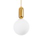 GloboStar® ESTETICO 61492 Μοντέρνο Κρεμαστό Φωτιστικό Μπάλα Μονόφωτο 1 x E27 IP20 Λευκό Γυαλί με Χρυσό Μέταλλο - Μ20 x Π20 x Υ38cm