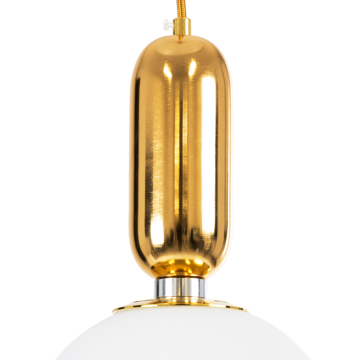 GloboStar® ESTETICO 61492 Μοντέρνο Κρεμαστό Φωτιστικό Μπάλα Μονόφωτο 1 x E27 IP20 Λευκό Γυαλί με Χρυσό Μέταλλο - Μ20 x Π20 x Υ38cm