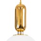 GloboStar® ESTETICO 61492 Μοντέρνο Κρεμαστό Φωτιστικό Μπάλα Μονόφωτο 1 x E27 IP20 Λευκό Γυαλί με Χρυσό Μέταλλο - Μ20 x Π20 x Υ38cm