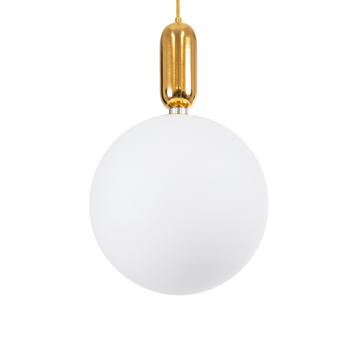 GloboStar® ESTETICO 61493 Μοντέρνο Κρεμαστό Φωτιστικό Μπάλα Μονόφωτο 1 x E27 IP20 Λευκό Γυαλί με Χρυσό Μέταλλο - Μ30 x Π30 x Υ48cm