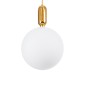 GloboStar® ESTETICO 61493 Μοντέρνο Κρεμαστό Φωτιστικό Μπάλα Μονόφωτο 1 x E27 IP20 Λευκό Γυαλί με Χρυσό Μέταλλο - Μ30 x Π30 x Υ48cm