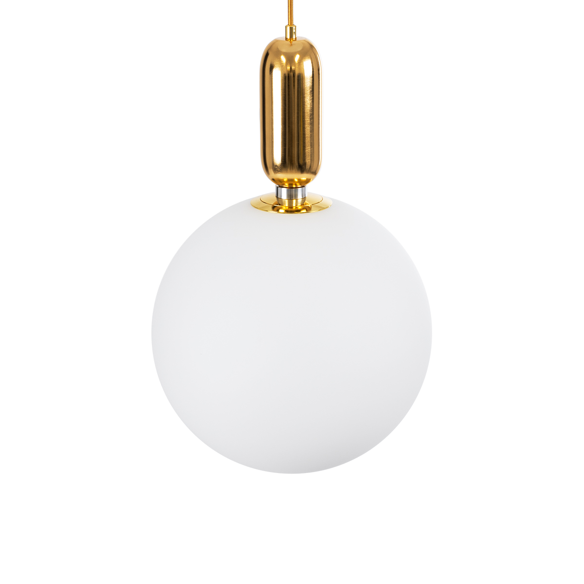 GloboStar® ESTETICO 61493 Μοντέρνο Κρεμαστό Φωτιστικό Μπάλα Μονόφωτο 1 x E27 IP20 Λευκό Γυαλί με Χρυσό Μέταλλο - Μ30 x Π30 x Υ48cm