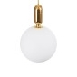 GloboStar® ESTETICO 61493 Μοντέρνο Κρεμαστό Φωτιστικό Μπάλα Μονόφωτο 1 x E27 IP20 Λευκό Γυαλί με Χρυσό Μέταλλο - Μ30 x Π30 x Υ48cm