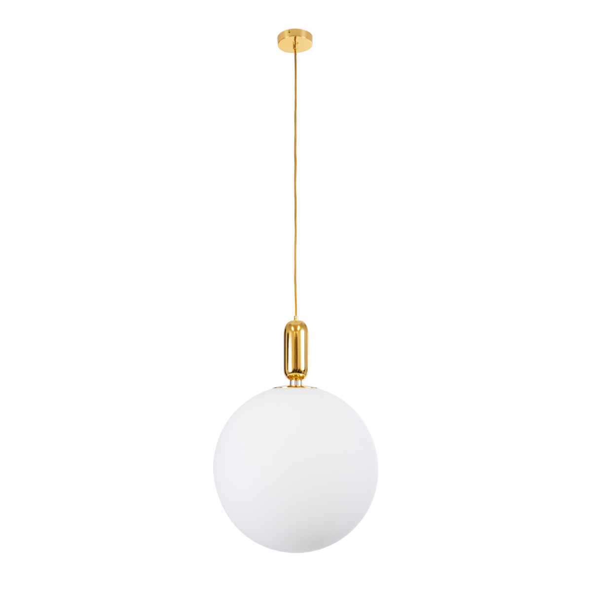 GloboStar® ESTETICO 61494 Μοντέρνο Κρεμαστό Φωτιστικό Μπάλα Μονόφωτο 1 x E27 IP20 Λευκό Γυαλί με Χρυσό Μέταλλο - Μ40 x Π40 x Υ58cm
