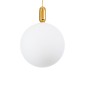 GloboStar® ESTETICO 61494 Μοντέρνο Κρεμαστό Φωτιστικό Μπάλα Μονόφωτο 1 x E27 IP20 Λευκό Γυαλί με Χρυσό Μέταλλο - Μ40 x Π40 x Υ58cm