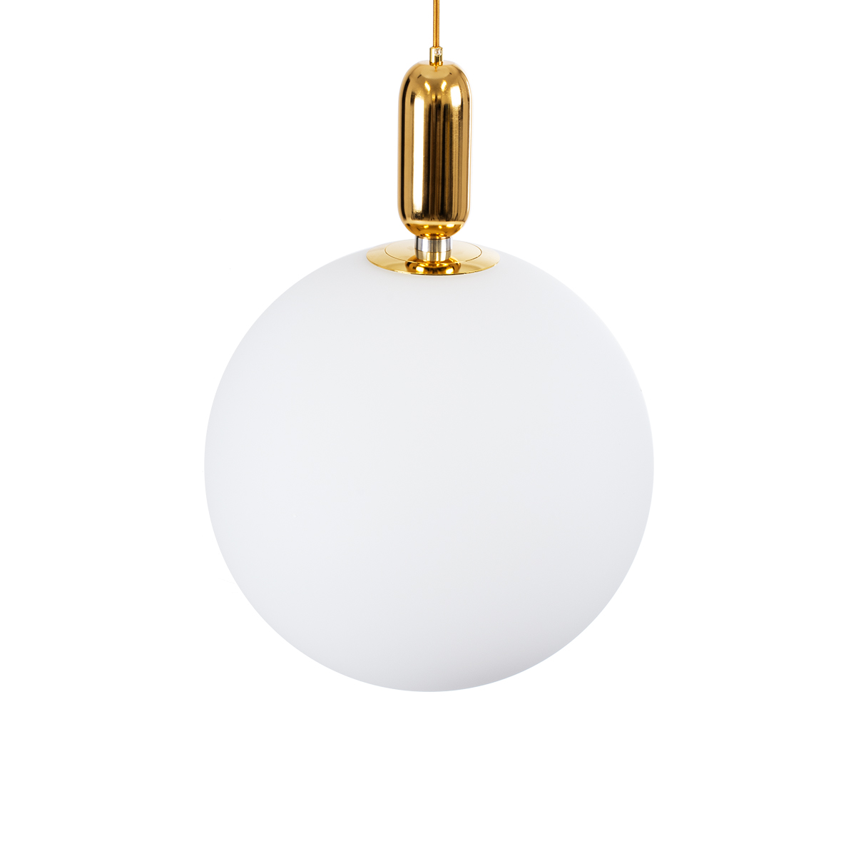 GloboStar® ESTETICO 61494 Μοντέρνο Κρεμαστό Φωτιστικό Μπάλα Μονόφωτο 1 x E27 IP20 Λευκό Γυαλί με Χρυσό Μέταλλο - Μ40 x Π40 x Υ58cm