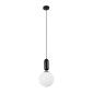 GloboStar® ESTETICO 61495 Μοντέρνο Κρεμαστό Φωτιστικό Μπάλα Μονόφωτο 1 x E27 IP20 Λευκό Γυαλί με Μαύρο Μέταλλο - Μ20 x Π20 x Υ38cm