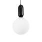 GloboStar® ESTETICO 61495 Μοντέρνο Κρεμαστό Φωτιστικό Μπάλα Μονόφωτο 1 x E27 IP20 Λευκό Γυαλί με Μαύρο Μέταλλο - Μ20 x Π20 x Υ38cm