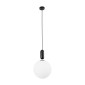 GloboStar® ESTETICO 61496 Μοντέρνο Κρεμαστό Φωτιστικό Μπάλα Μονόφωτο 1 x E27 IP20 Λευκό Γυαλί με Μαύρο Μέταλλο - Μ30 x Π30 x Υ48cm