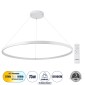 GloboStar® DIAMOND 61518 Κρεμαστό Φωτιστικό Δαχτυλίδι-Κύκλος LED CCT 75W 8400lm 360° AC 220-240V - Εναλλαγή Φωτισμού μέσω Τηλεχειριστηρίου All In One Ψυχρό 6000k+Φυσικό 4500k+Θερμό 2700k Dimmable Φ100cm - Λευκό - 3 Years Warranty