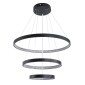 GloboStar® DIAMOND TRIO 61523-DECO Κρεμαστό Φωτιστικό Δαχτυλίδι-Κύκλος LED CCT 100W 11200lm 360° AC 220-240V - Εναλλαγή Φωτισμού μέσω Τηλεχειριστηρίου All In One Ψυχρό 6000k+Φυσικό 4500k+Θερμό 2700k Dimmable Φ25+40+60cm - Μαυρο - 3 Χρόνια Εγγύηση
