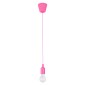 GloboStar® CABLITO 61553 Μοντέρνο Κρεμαστό Φωτιστικό Οροφής Μονόφωτο 1 x E27 Ροζ Σιλικόνης Ανάρτηση με Υφασμάτινο Καλώδιο Φ4 x Υ110cm