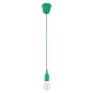 GloboStar® CABLITO 61556 Μοντέρνο Κρεμαστό Φωτιστικό Οροφής Μονόφωτο 1 x E27 Πράσινο Σιλικόνης Ανάρτηση με Υφασμάτινο Καλώδιο Φ4 x Υ110cm