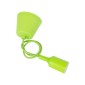 GloboStar® CABLITO 61557 Μοντέρνο Κρεμαστό Φωτιστικό Οροφής Μονόφωτο 1 x E27 Πράσινο Λαχανί Σιλικόνης Ανάρτηση με Υφασμάτινο Καλώδιο Φ4 x Υ110cm