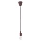 GloboStar® CABLITO 61561 Μοντέρνο Κρεμαστό Φωτιστικό Οροφής Μονόφωτο 1 x E27 Καφέ Σιλικόνης Ανάρτηση με Υφασμάτινο Καλώδιο Φ4 x Υ110cm