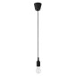 GloboStar® CABLITO 61562 Μοντέρνο Κρεμαστό Φωτιστικό Οροφής Μονόφωτο 1 x E27 Μαύρο Σιλικόνης Ανάρτηση με Υφασμάτινο Καλώδιο Φ4 x Υ110cm