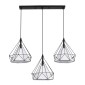 GloboStar® EIFFEL 61569 Vintage Κρεμαστό Φωτιστικό Ράγα Τρίφωτο 3 x E27 IP20 Μαύρο Μέταλλο με Λευκό Ύφασμα - Μ68 x Π25 x Υ130cm