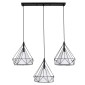 GloboStar® EIFFEL 61569 Vintage Κρεμαστό Φωτιστικό Ράγα Τρίφωτο 3 x E27 IP20 Μαύρο Μέταλλο με Λευκό Ύφασμα - Μ68 x Π25 x Υ130cm