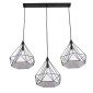 GloboStar® EIFFEL 61569 Vintage Κρεμαστό Φωτιστικό Ράγα Τρίφωτο 3 x E27 IP20 Μαύρο Μέταλλο με Λευκό Ύφασμα - Μ68 x Π25 x Υ130cm