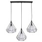 GloboStar® EIFFEL 61569 Vintage Κρεμαστό Φωτιστικό Ράγα Τρίφωτο 3 x E27 IP20 Μαύρο Μέταλλο με Λευκό Ύφασμα - Μ68 x Π25 x Υ130cm