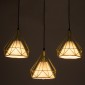 GloboStar® EIFFEL 61571 Vintage Κρεμαστό Φωτιστικό Ράγα Τρίφωτο 3 x E27 IP20 Χρυσό Μέταλλο με Λευκό Ύφασμα - Μ68 x Π25 x Υ130cm