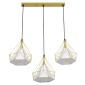 GloboStar® EIFFEL 61571 Vintage Κρεμαστό Φωτιστικό Ράγα Τρίφωτο 3 x E27 IP20 Χρυσό Μέταλλο με Λευκό Ύφασμα - Μ68 x Π25 x Υ130cm
