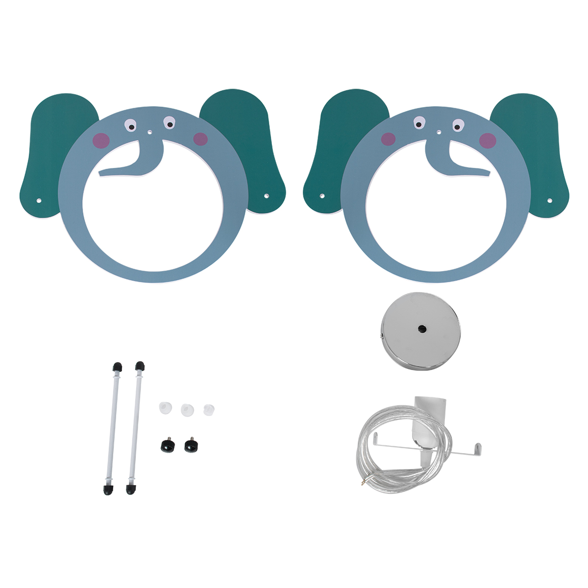 GloboStar® ELEPHANT 61578 Παιδικό Κρεμαστό Φωτιστικό Φιγούρα Μονόφωτο 1 x E27 IP20 Πολύχρωμο Πλαστικό - Μ37.7 x Π15.5 x Υ31.5cm