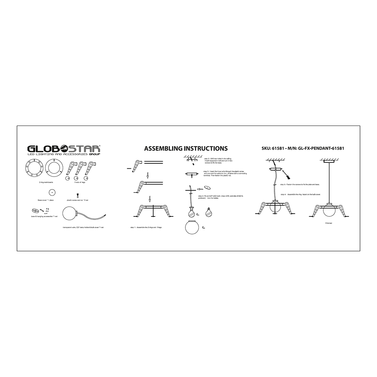 GloboStar® UFO 61581 Παιδικό Κρεμαστό Φωτιστικό Φιγούρα Μονόφωτο 1 x E27 IP20 Κίτρινο, Μπλε & Λευκό Πλαστικό - Μ58 x Π58 x Υ24cm
