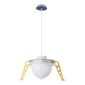 GloboStar® UFO 61581 Παιδικό Κρεμαστό Φωτιστικό Φιγούρα Μονόφωτο 1 x E27 IP20 Κίτρινο, Μπλε & Λευκό Πλαστικό - Μ58 x Π58 x Υ24cm