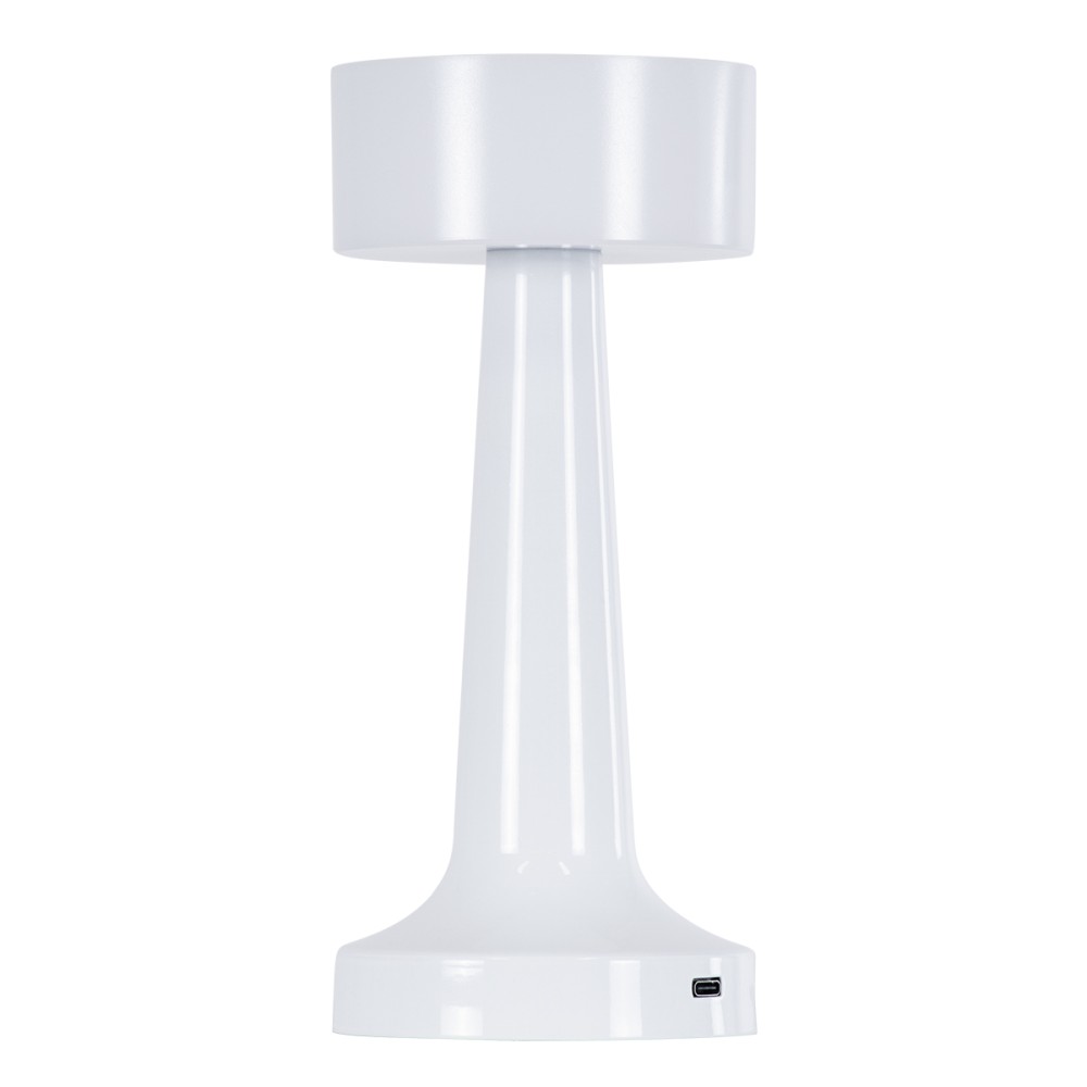 GloboStar® NANNA 76471 Επαναφορτιζόμενο Επιτραπέζιο Φωτιστικό Πορτατίφ LED 1.5W 105lm 120° DC 5V IP44 CCT Ultra Θερμό 1500K - Φυσικό Λευκό 4500K - Ψυχρό Λευκό 6000K Dimmable Λευκό Πλαστικό - Μ9 x Π9 x Υ21cm - 2 Χρόνια Εγγύηση