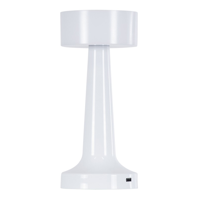 GloboStar® NANNA 76471 Επαναφορτιζόμενο Επιτραπέζιο Φωτιστικό Πορτατίφ LED 1.5W 105lm 120° DC 5V IP44 CCT Ultra Θερμό 1500K - Φυσικό Λευκό 4500K - Ψυχρό Λευκό 6000K Dimmable Λευκό Πλαστικό - Μ9 x Π9 x Υ21cm - 2 Χρόνια Εγγύηση