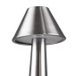 GloboStar® MOLLY 76516 Μοντέρνο Επιτραπέζιο Φωτιστικό Πορτατίφ LED 1.5W 105lm 120° DC 5V Επαναφορτιζόμενο με Μπαταρία Li-ion 1800mAh - Διακόπτη Αφής με 3 Εντάσεις Φωτισμού Θερμό Λευκό 2700K Dimmable - Φ10 x 23cm - Ασημί