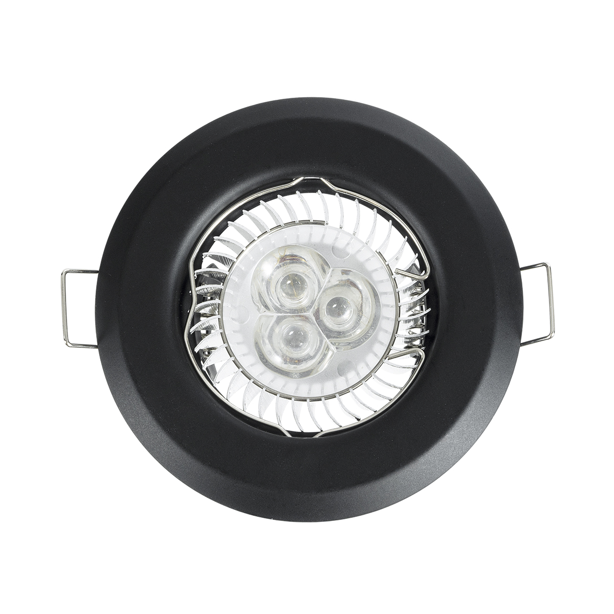 GloboStar® DELTA 77808 Χωνευτό Στρόγγυλο Σποτ Οροφής για Λάμπα MR16 με Βάση GU5.3 ή GU10 - IP20 - Μεταλλικό - Φ83 x Υ31mm - Μαύρο - 5 Χρόνια Εγγύηση