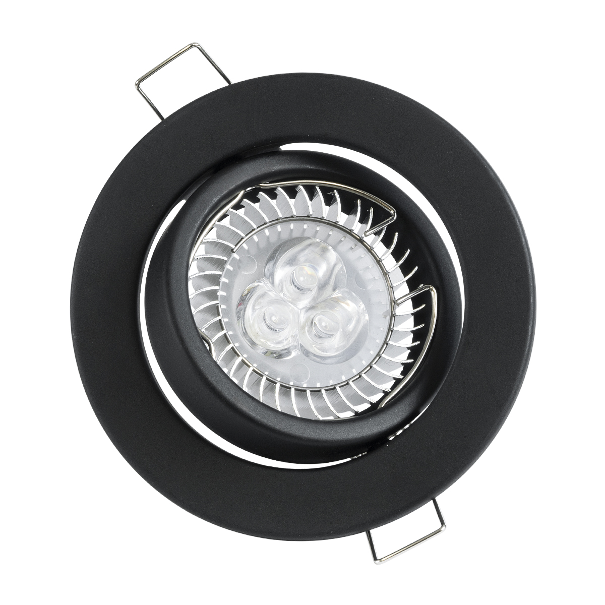 GloboStar® DELTA 77815 Χωνευτό Κινούμενο Στρόγγυλο Σποτ Οροφής για Λάμπα MR16 με Βάση GU5.3 ή GU10 - IP20 - Μεταλλικό - Φ92 x Υ28mm- Μαύρο - 5 Χρόνια Εγγύηση