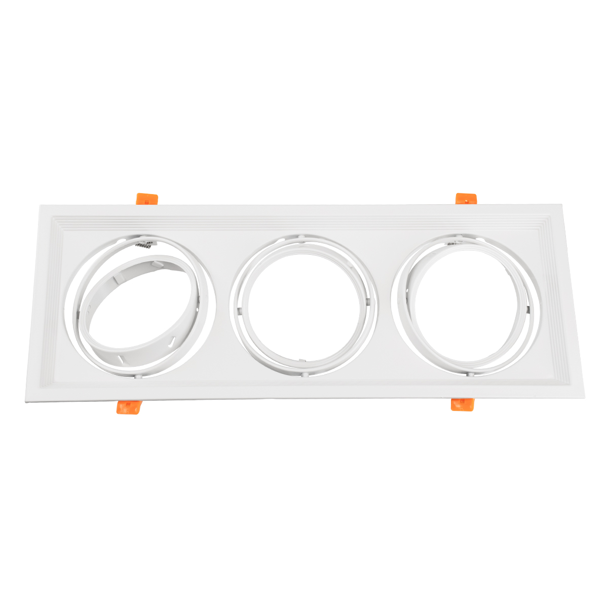 GloboStar® VITA 77856 Χωνευτό Κινούμενο Τριπλο Τετράγωνο Σποτ Οροφής για Λάμπα AR111 - IP20 - Χυτό Αλουμίνιο - M48.7 x Π18.7 x Y5.5cm - Λευκό - 5 Χρόνια Εγγύηση