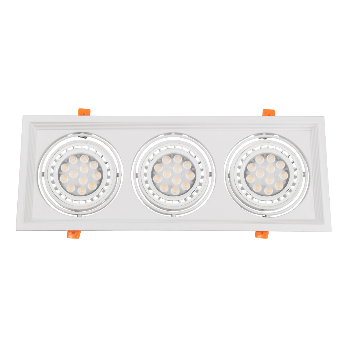 GloboStar® VITA 77856 Χωνευτό Κινούμενο Τριπλο Τετράγωνο Σποτ Οροφής για Λάμπα AR111 - IP20 - Χυτό Αλουμίνιο - M48.7 x Π18.7 x Y5.5cm - Λευκό - 5 Χρόνια Εγγύηση