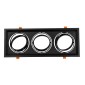 GloboStar® VITA 77857 Χωνευτό Κινούμενο Τριπλο Τετράγωνο Σποτ Οροφής για Λάμπα AR111 - IP20 - Χυτό Αλουμίνιο - M48.7 x Π18.7 x Y5.5cm - Μαύρο - 5 Χρόνια Εγγύηση