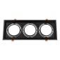 GloboStar® VITA 77857 Χωνευτό Κινούμενο Τριπλο Τετράγωνο Σποτ Οροφής για Λάμπα AR111 - IP20 - Χυτό Αλουμίνιο - M48.7 x Π18.7 x Y5.5cm - Μαύρο - 5 Χρόνια Εγγύηση