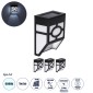 GloboStar® 85708 ΣΕΤ 4 Τεμαχίων Αυτόνομα Ηλιακά Φωτιστικά Τοίχου Μαύρα-Λευκά LED SMD 1W 100lm με Ενσωματωμένη Μπαταρία 600mAh - Φωτοβολταϊκό Πάνελ με Αισθητήρα Ημέρας-Νύχτας Αδιάβροχα IP65 Ψυχρό Λευκό 6000K