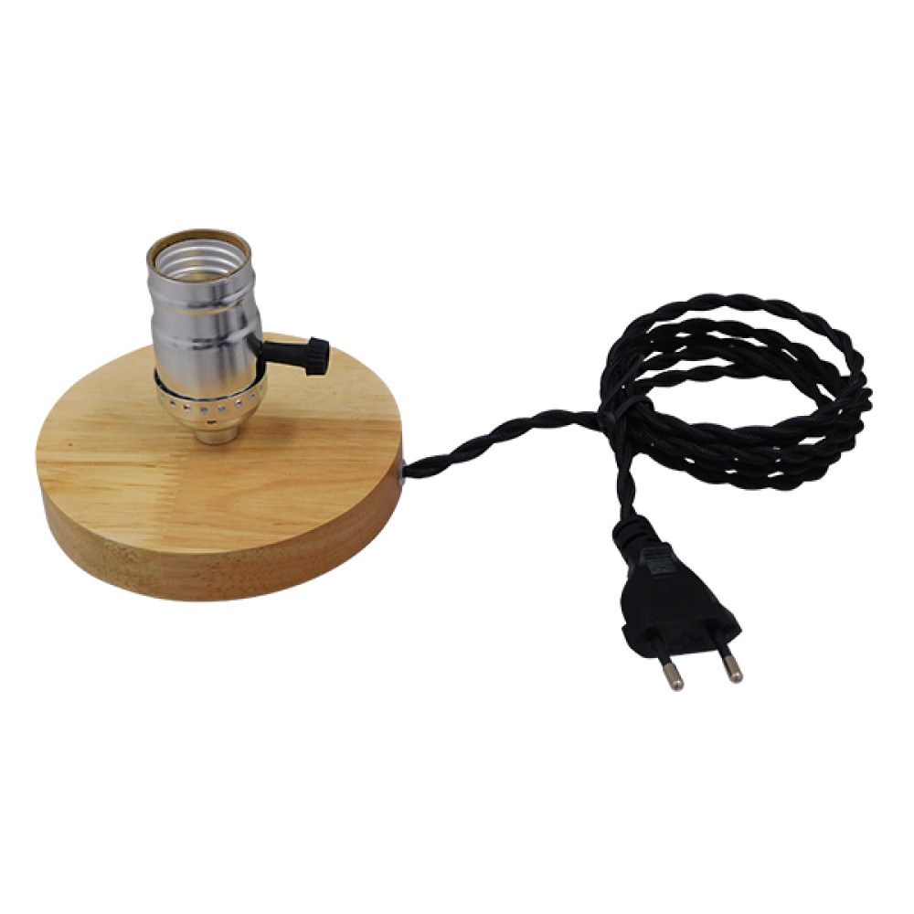 GloboStar® NOX 91046 Μοντέρνο Επιτραπέζιο Φωτιστικό Πορτατίφ Μονόφωτο 1 x E27 IP20 Μπεζ Ξύλο με Ασημί Μέταλλο - Μ12 x Π12 x Υ10.6cm