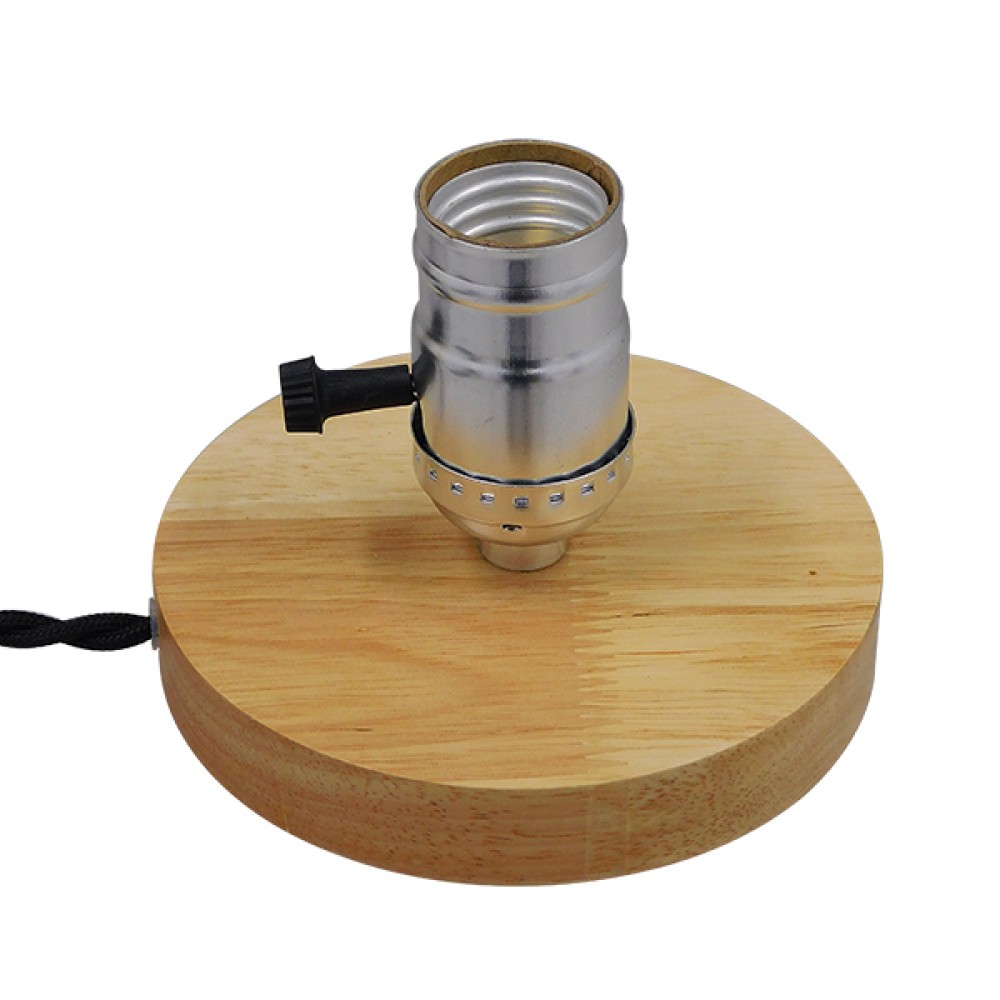 GloboStar® NOX 91046 Μοντέρνο Επιτραπέζιο Φωτιστικό Πορτατίφ Μονόφωτο 1 x E27 IP20 Μπεζ Ξύλο με Ασημί Μέταλλο - Μ12 x Π12 x Υ10.6cm