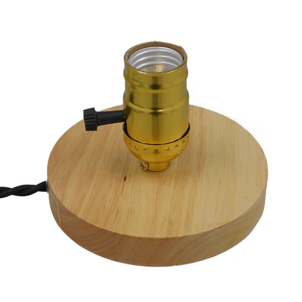 GloboStar® NOX 91047 Μοντέρνο Επιτραπέζιο Φωτιστικό Πορτατίφ Μονόφωτο 1 x E27 IP20 Μπεζ Ξύλο με Χρυσό Μέταλλο - Μ12 x Π12 x Υ10.6cm
