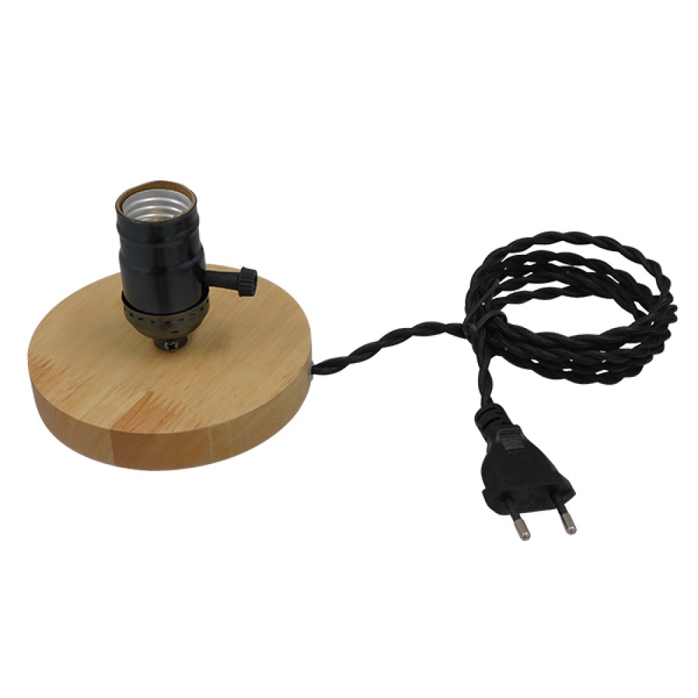 GloboStar® NOX 91049 Μοντέρνο Επιτραπέζιο Φωτιστικό Πορτατίφ Μονόφωτο 1 x E27 IP20 Μπεζ Ξύλο με Μαύρο Μέταλλο - Μ12 x Π12 x Υ10.6cm