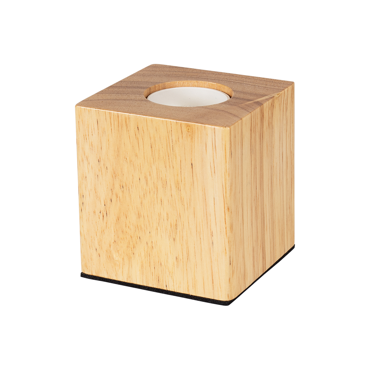 GloboStar® WOODBOX 99405 Μοντέρνο Επιτραπέζιο Φωτιστικό Πορτατίφ Μονόφωτο 1 x E27 AC220-240V με 1.35m Καλώδιο και Διακόπτη On/Off - Σώμα από Φυσικό Ξύλο - Μ7.6 x Π7.6 x Υ8.2cm - Μπεζ Δρυς - 5 Years Warranty