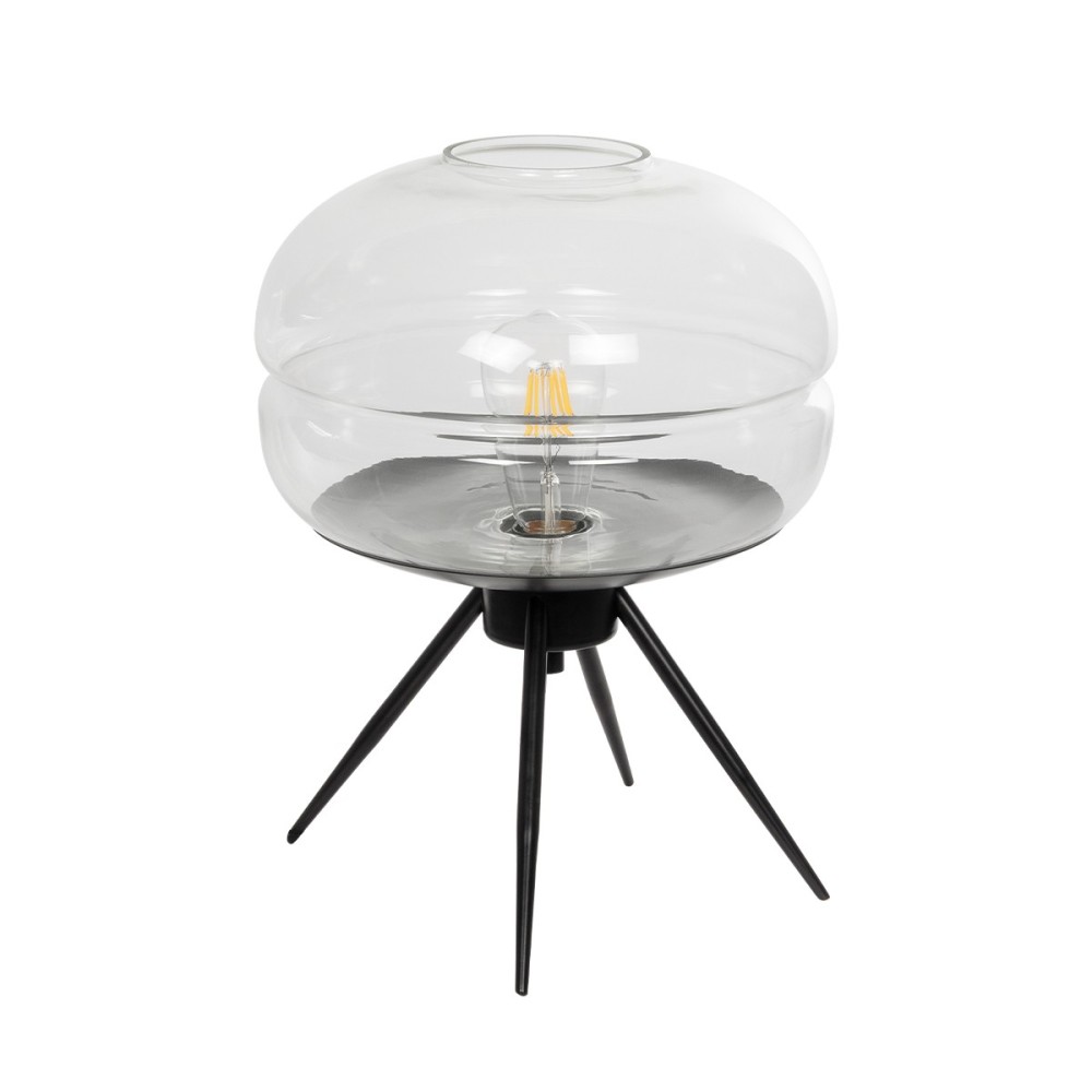 GLOBOSTAR® JAVAN 999-0036 Μοντέρνο Επιτραπέζιο Φωτιστικό Πορτατίφ με Ντουί 1 x E27 AC 220-240V IP20 - Διάφανο & Μαύρο - Μ30 x Π30 x Υ40cm