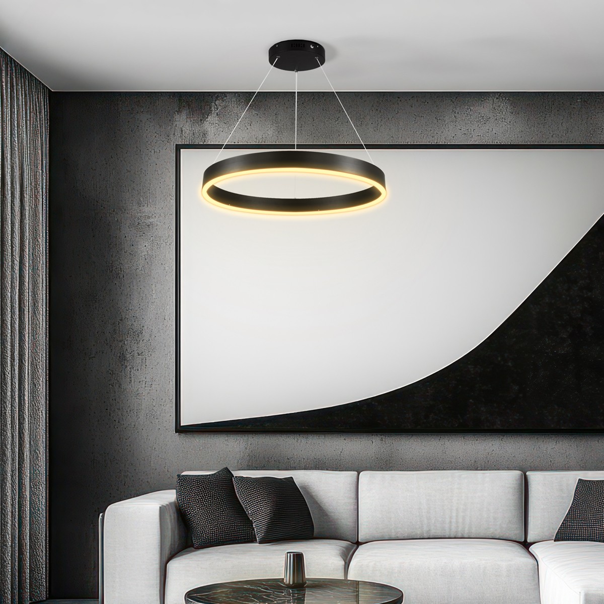 kelvo® VENOM KLV-101-0187 Κρεμαστό Φωτιστικό Οροφής LED 45W 4500lm 120° AC 220-240V IP20 Ρυθμιζόμενο Λευκό CCT με Χειριστήριο από 2700K έως 6000K Dimmable - Lumileds SMD Chip - Μαύρο Ματ - Μ60 x Π60 x Υ6.5cm - 3 Χρόνια Εγγύηση